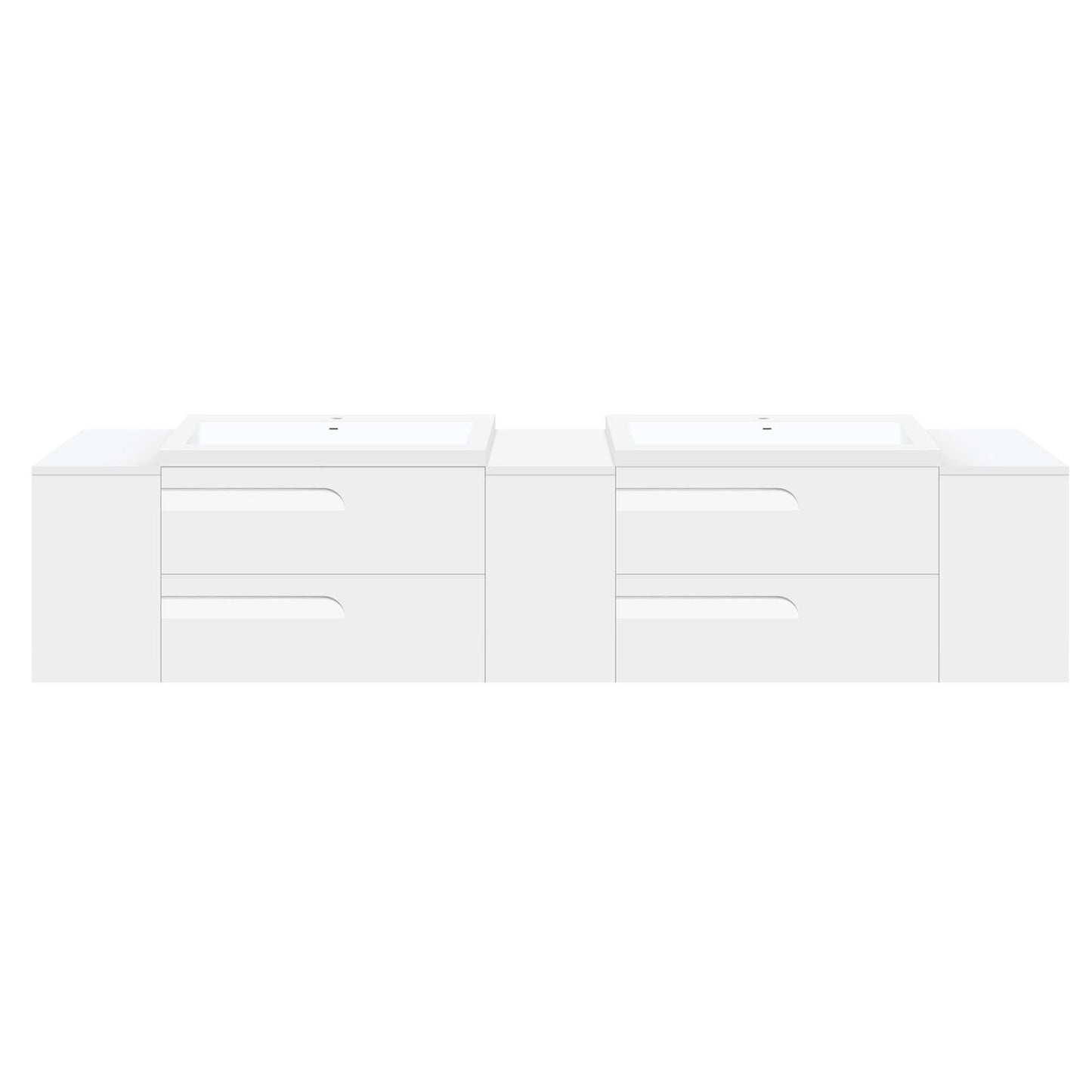 108" Wall-Mount White Vanity Set with Two Sinks (LV7-C21W-108W) Style 7 - AAADistributor.com