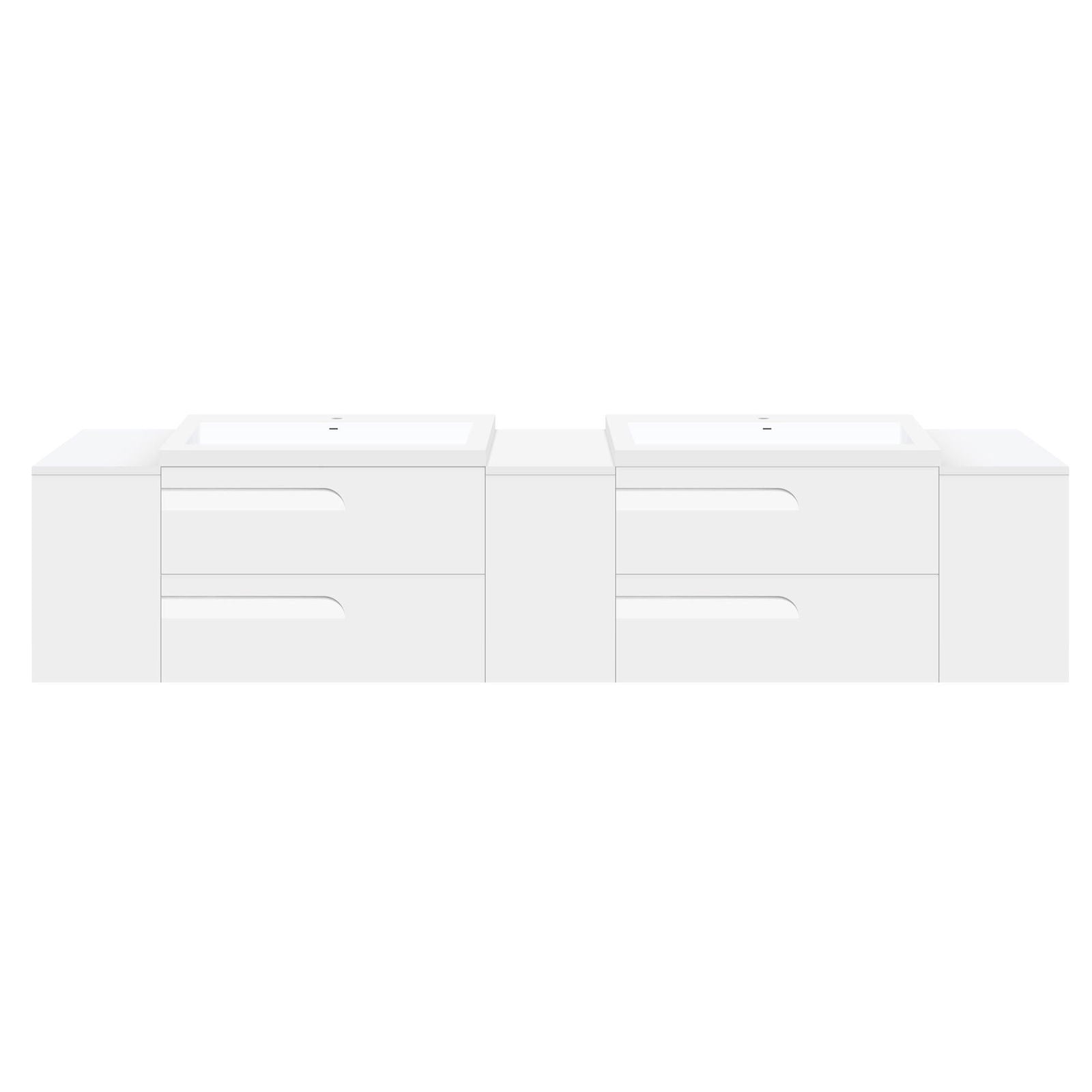 108" Wall-Mount White Vanity Set with Two Sinks (LV7-C21W-108W) Style 7 - AAADistributor.com