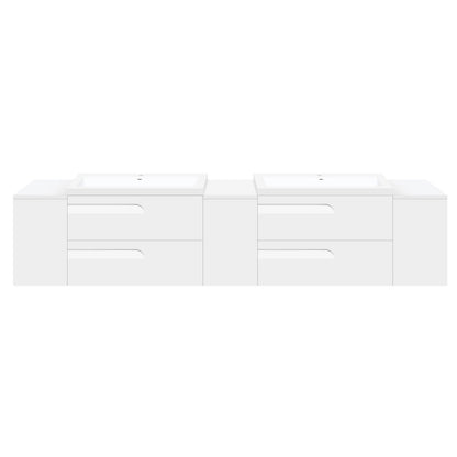 108" Wall-Mount White Vanity Set with Two Sinks (LV7-C21W-108W) Style 7 - AAADistributor.com