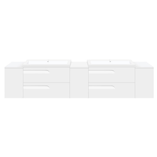 108" Wall-Mount White Vanity Set with Two Sinks (LV7-C21W-108W) Style 7 - AAADistributor.com