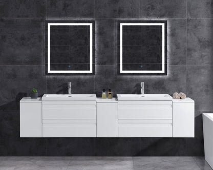 108" Wall-Mount White Vanity Set with Two Sinks (LV8-C21W-108W) Style 8 - AAADistributor.com