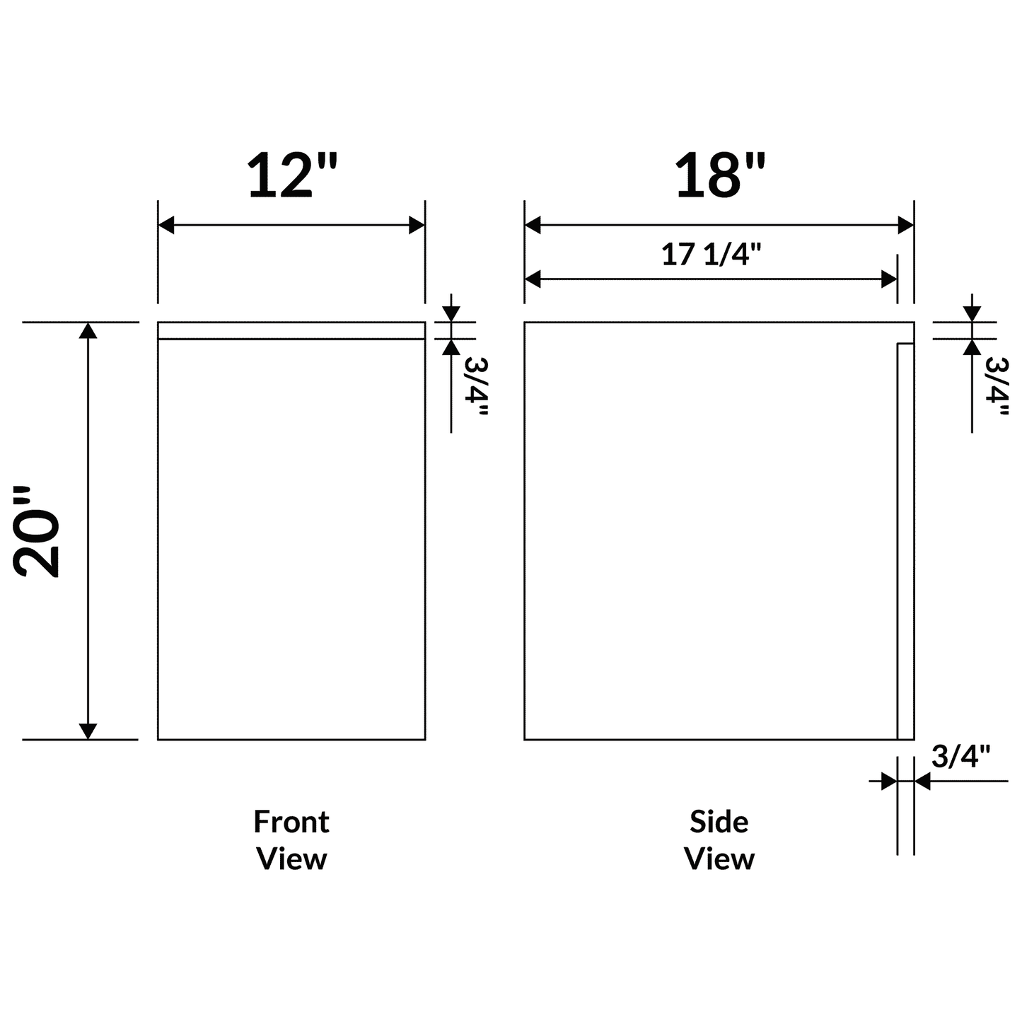 12 W Wall-Mount Modern White Side Vanity LVW-12W for Style 7 and 8 - Bathroom Vanities