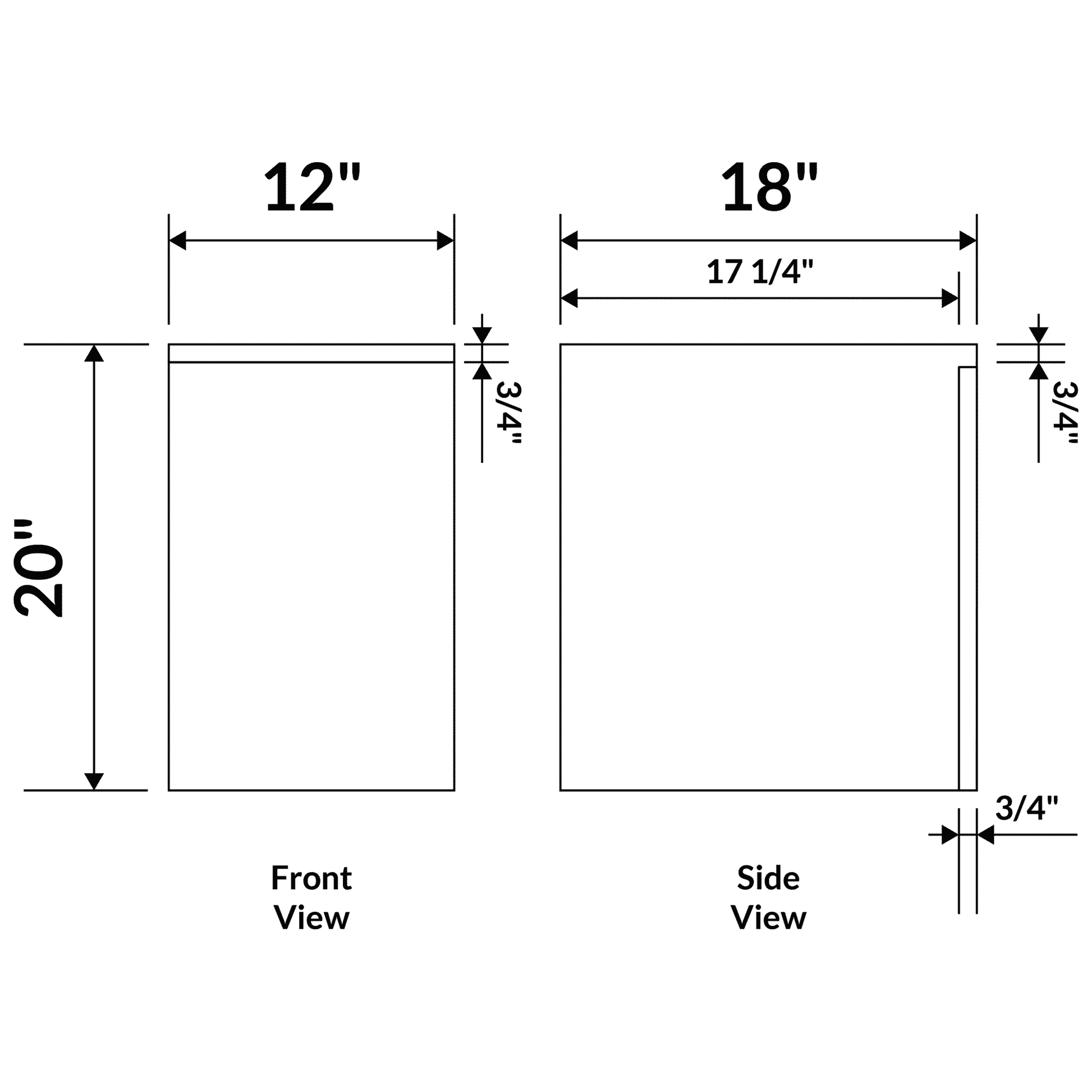 12 W Wall-Mount Modern White Side Vanity LVW-12W for Style 7 and 8 - Bathroom Vanities