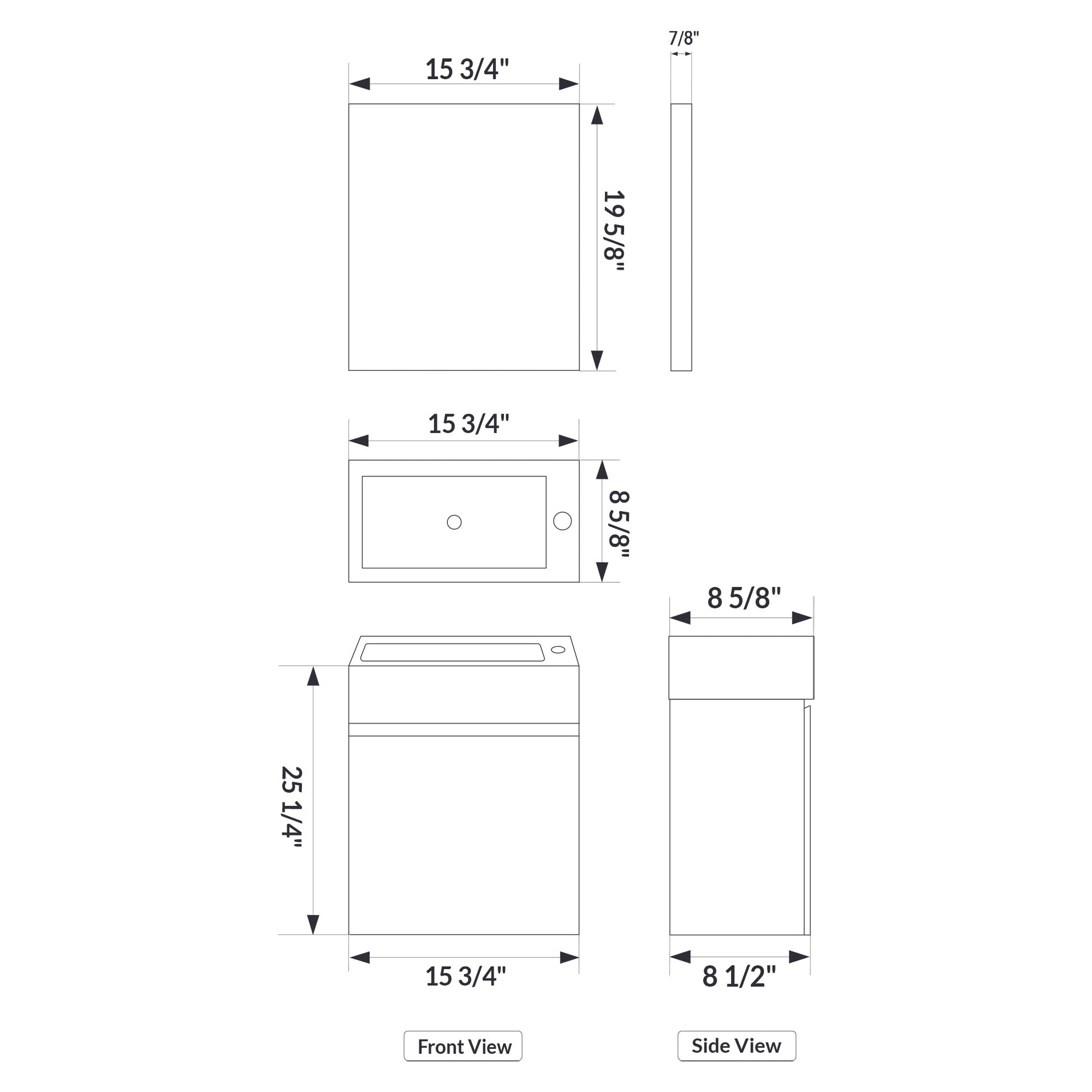 16’’ Wall Mount Single Bathroom Vanity in Gray with White Integrated Sink and Mirror - Bathroom Vanities