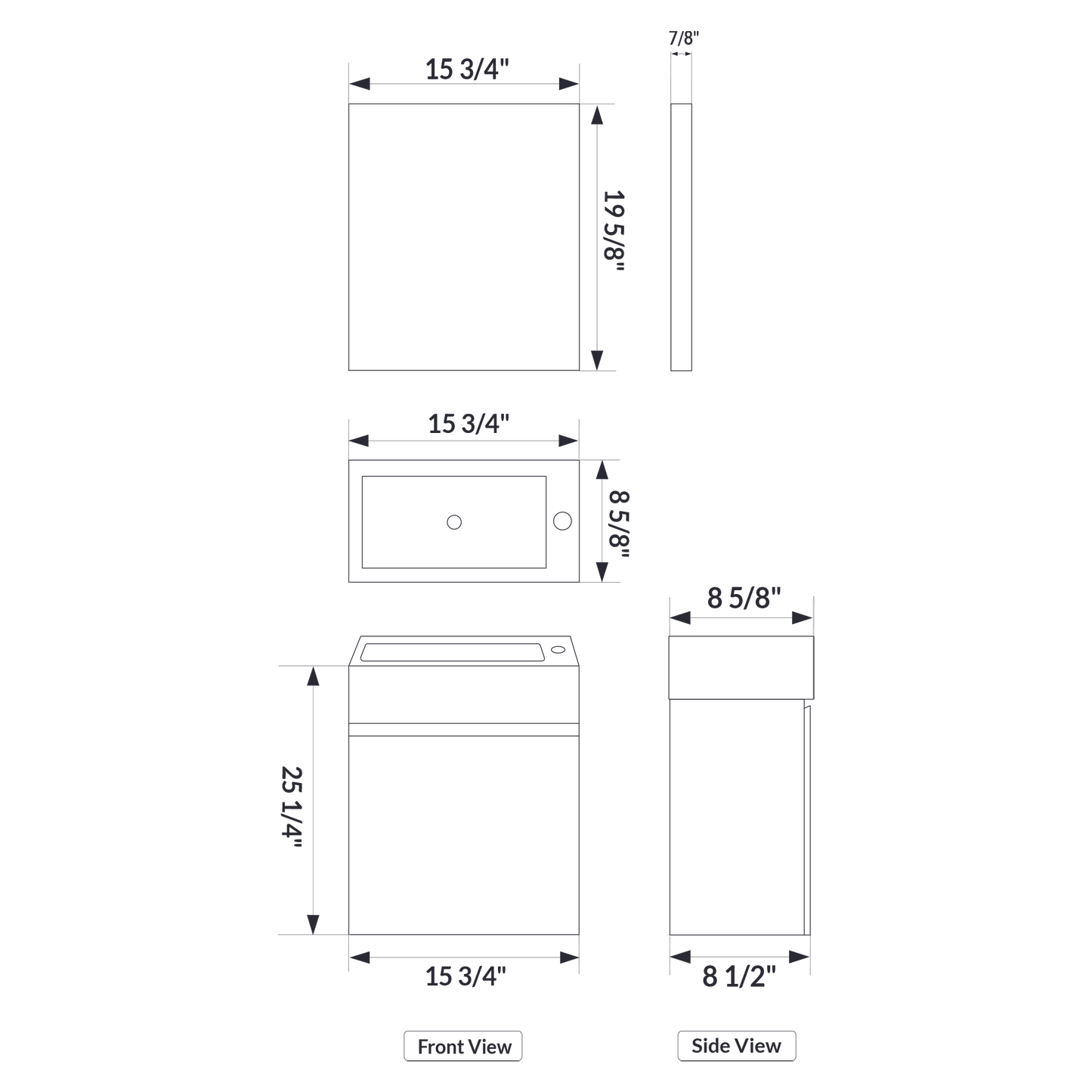 16’’ Wall Mount Single Bathroom Vanity in Oak with White Integrated Sink and Mirror - Bathroom Vanities