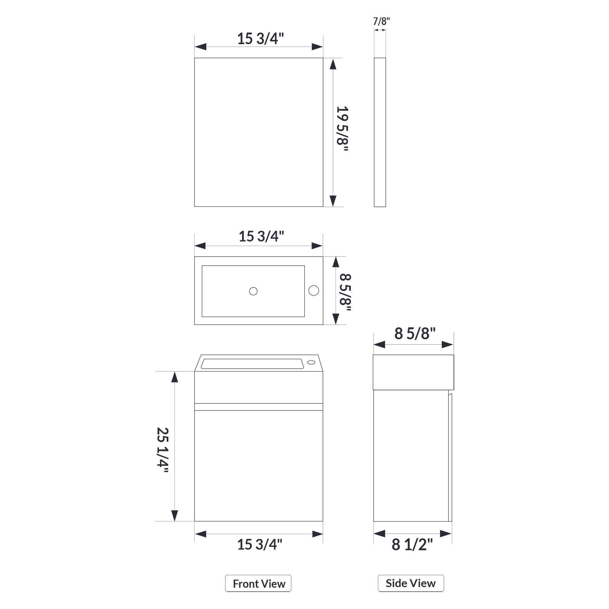 16’’ Wall Mount Single Bathroom Vanity in Oak with White Integrated Sink and Mirror - Bathroom Vanities