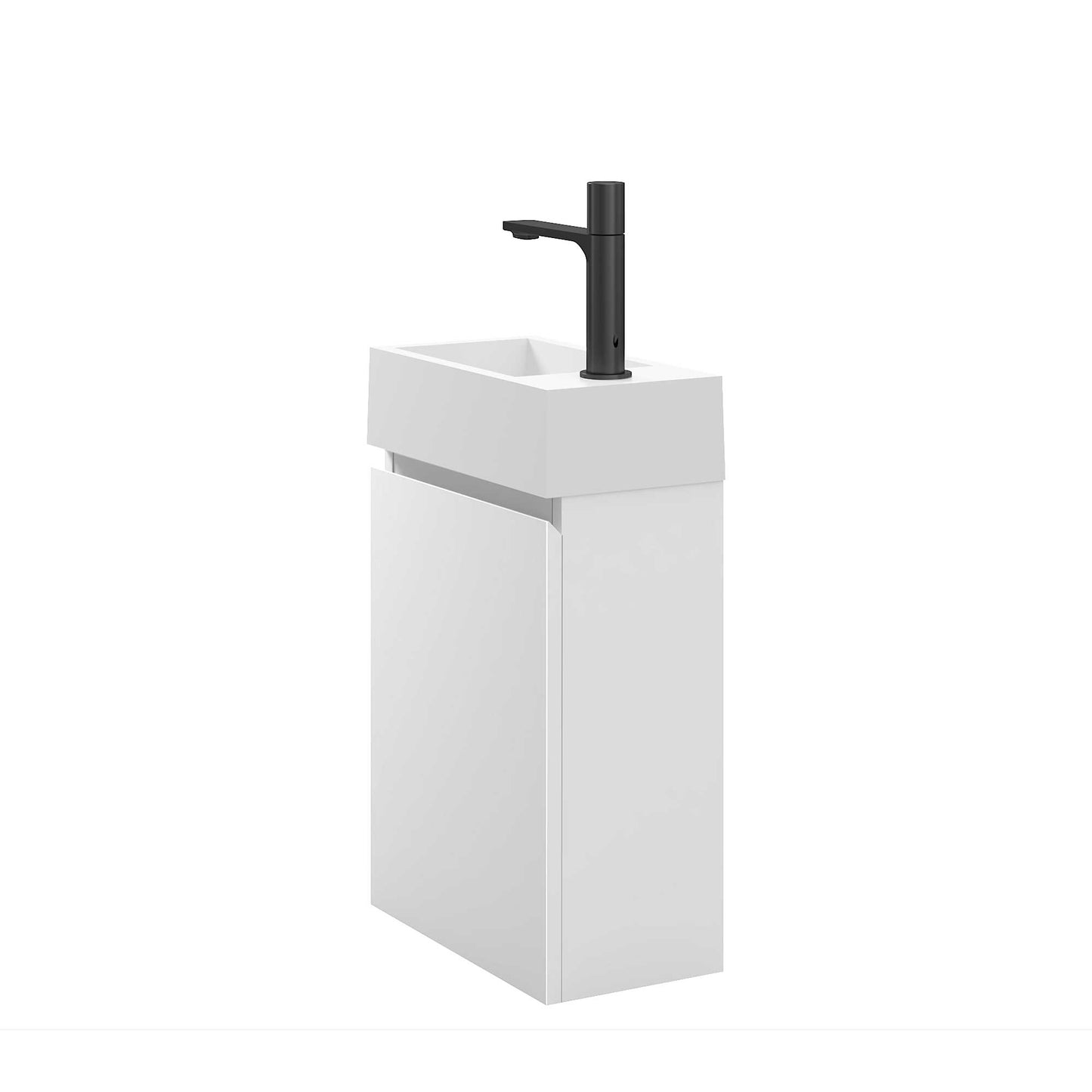 16’’ Wall Mount Single Bathroom Vanity in White with White Integrated Sink and Mirror - Bathroom Vanities