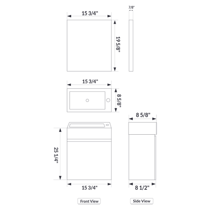 16’’ Wall Mount Single Bathroom Vanity in White with White Integrated Sink and Mirror - Bathroom Vanities