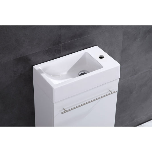 17.5’’ Wall Mount Single Bathroom Vanity in White with White Integrated Sink and Mirror LV10-17W - Bathroom Vanities