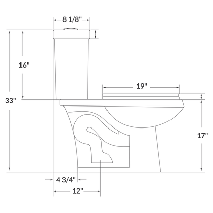 Dual Flush Elongated Two Piece Ceramic LT1D Toilet.