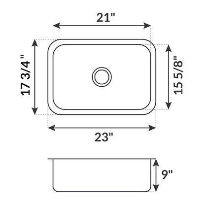 23 in Undermount 18-Gauge Durable Stainless Steel Single Bowl Kitchen Sink L108 - Sinks