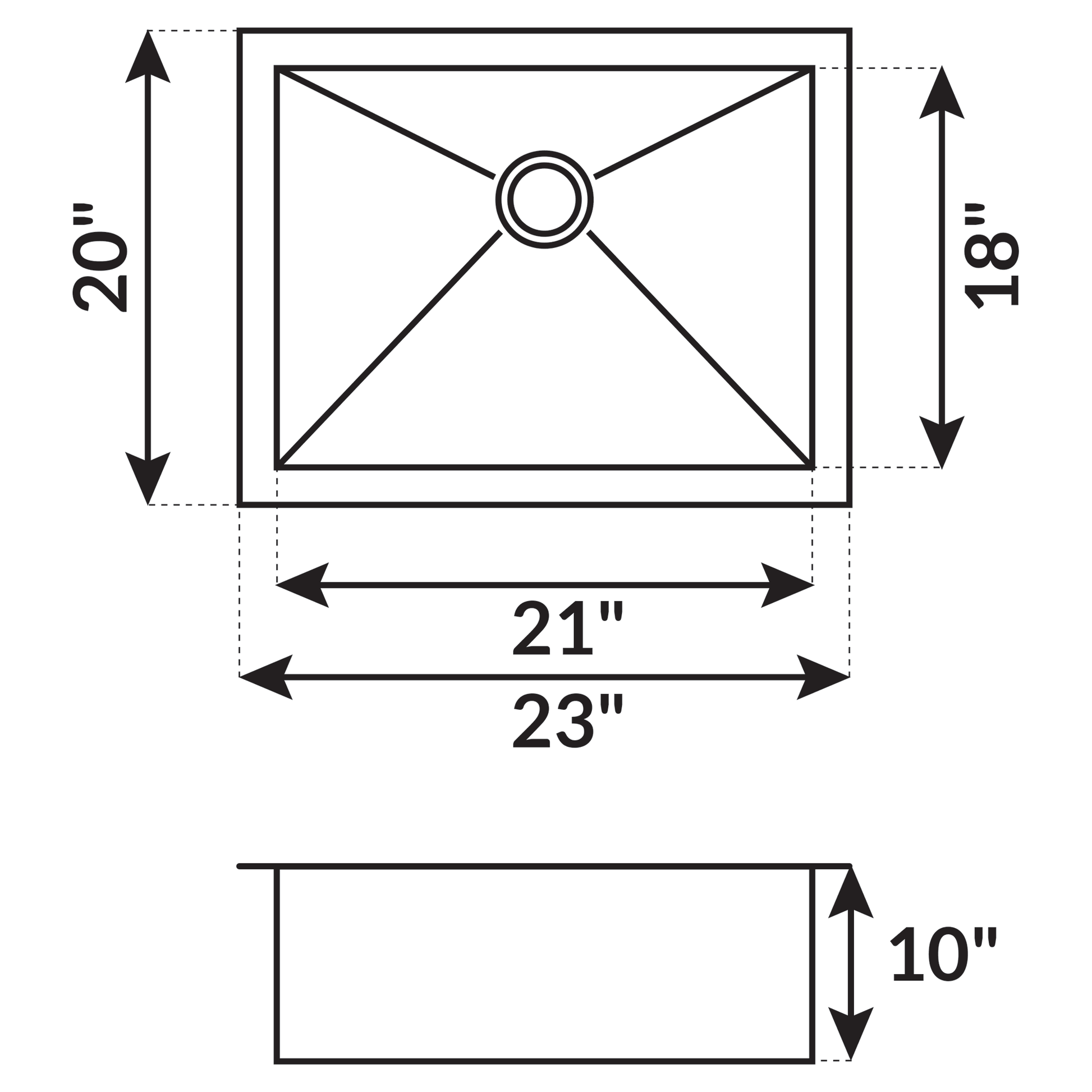 23 in Zero-Radius Undermount Stainless Steel Single Bowl Kitchen Sink LP1 - Sinks