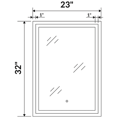 23 W x 32 H Super White Front LED Frameless Mirror with Defogger - Mirrors