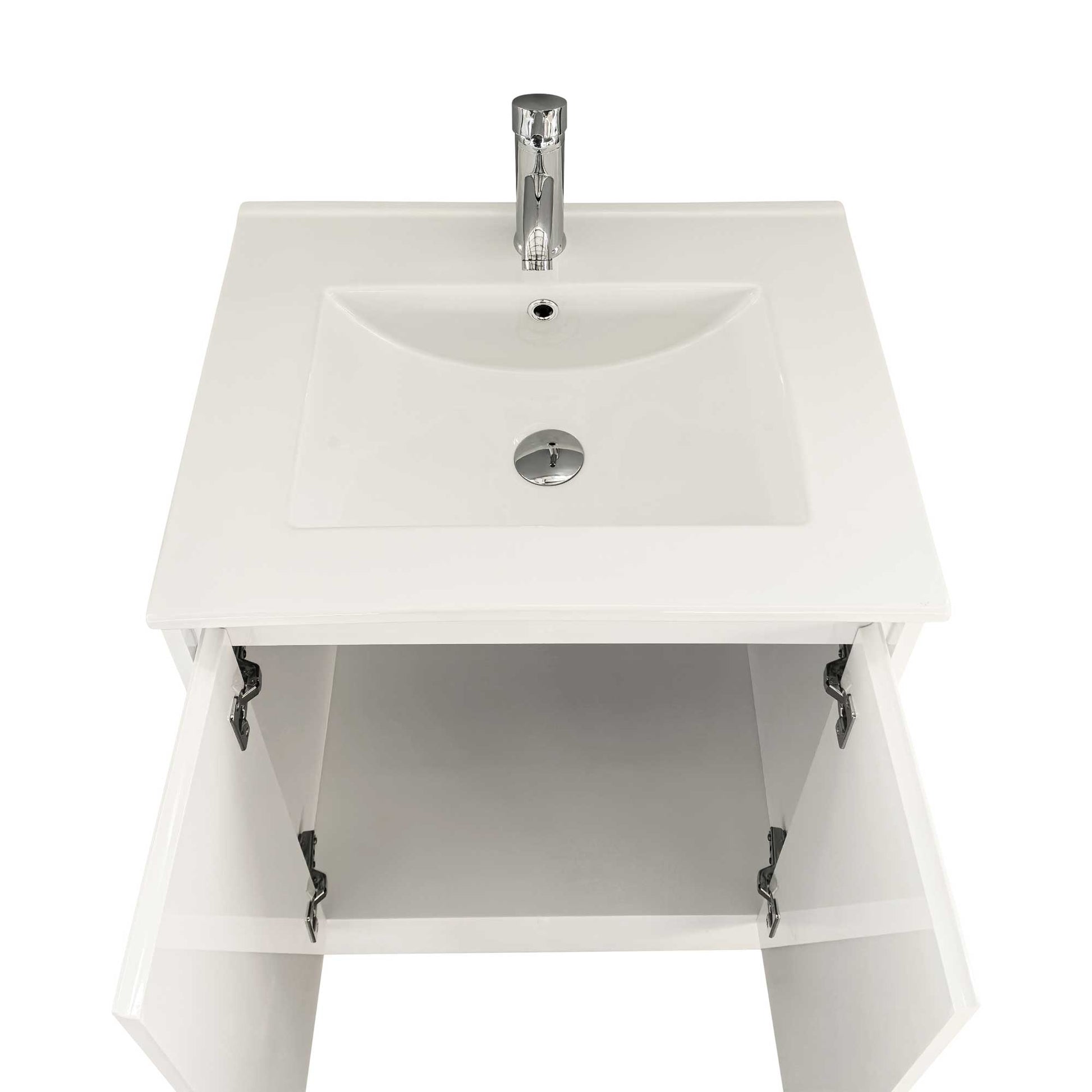 24’’ Freestanding Bathroom Vanity in White Gloss with White Single Sink Top LV19 24W Bathroom Vanities