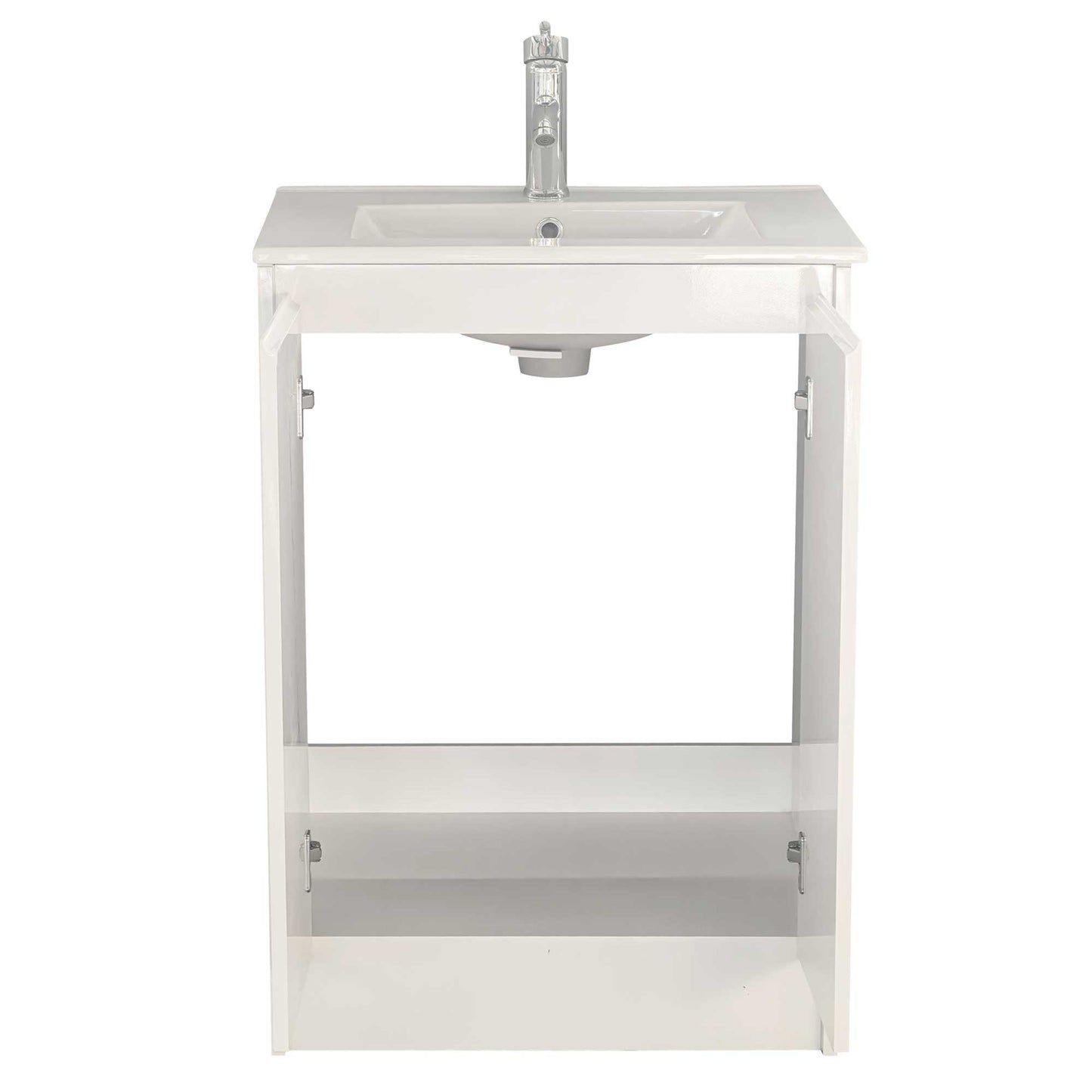 24’’ Freestanding Bathroom Vanity in White Gloss with White Single Sink Top LV19 24W Bathroom Vanities