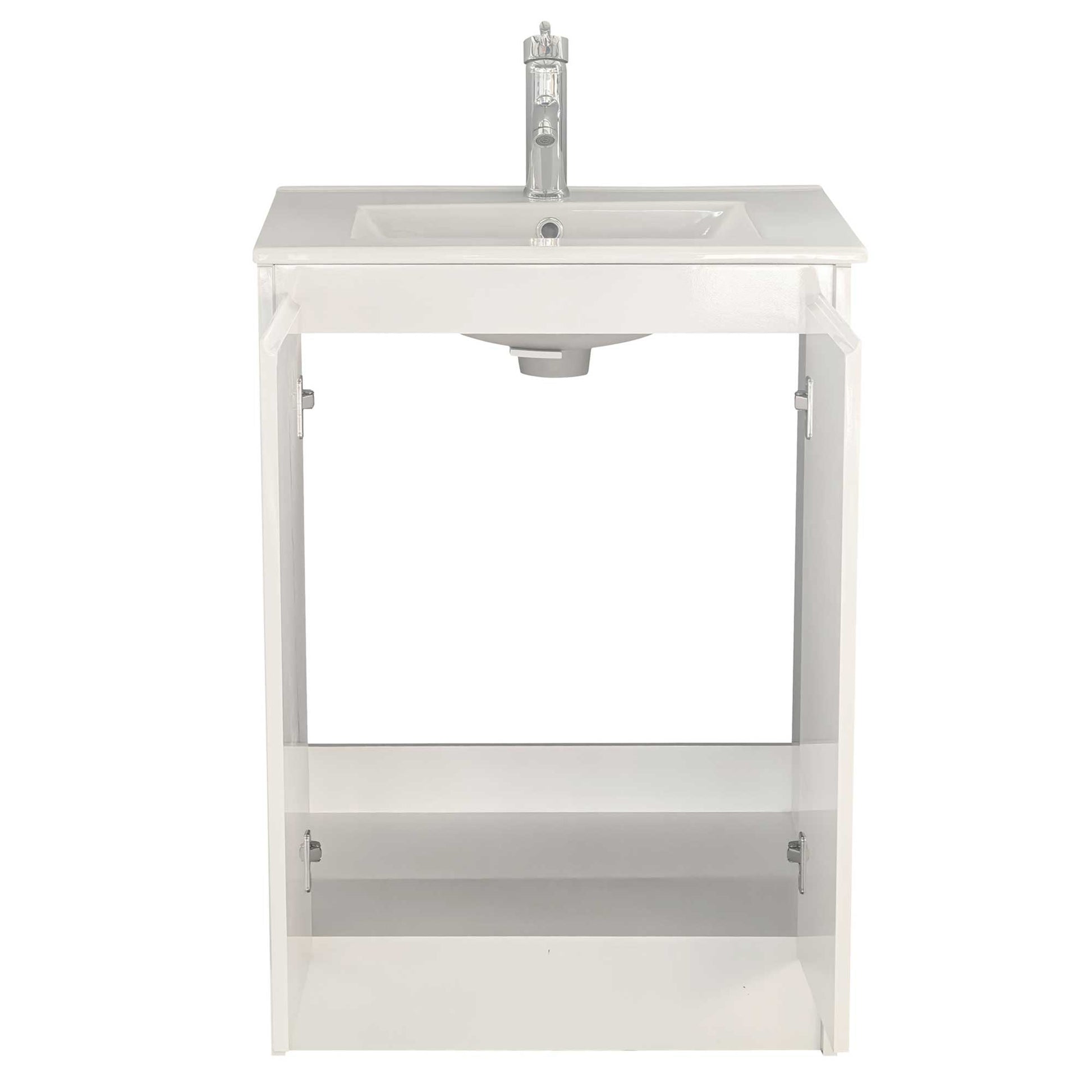 24’’ Freestanding Bathroom Vanity in White Gloss with White Single Sink Top LV19 24W Bathroom Vanities