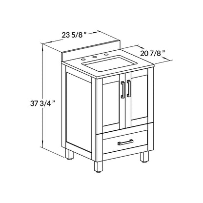 24’’ Freestanding Single Bathroom Vanity in Black with Quartz Stone Countertop - Bathroom Vanities