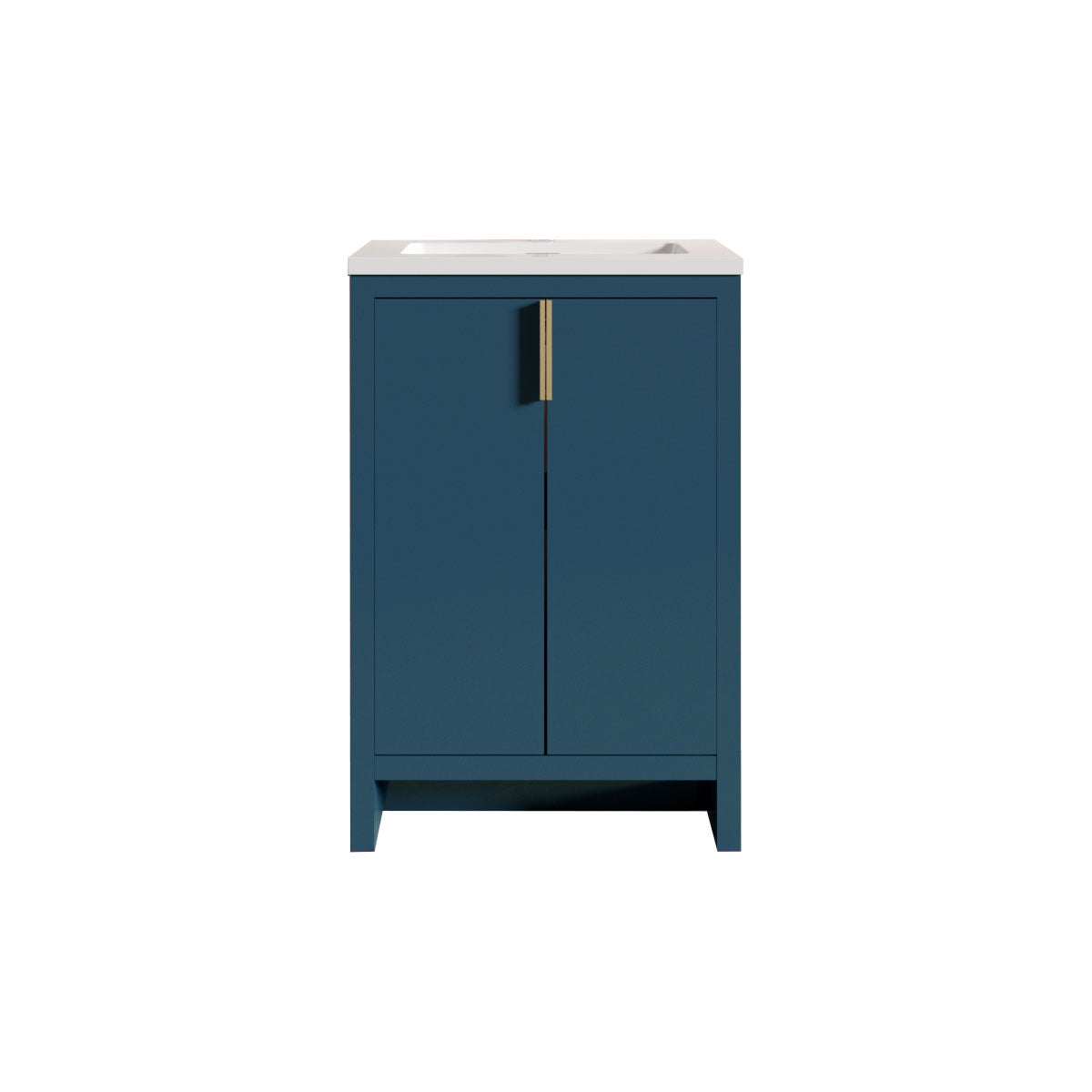 24’’ Freestanding Single Bathroom Vanity in Blue with White Quartz Integrated Sink LV14-24B - Bathroom Vanities