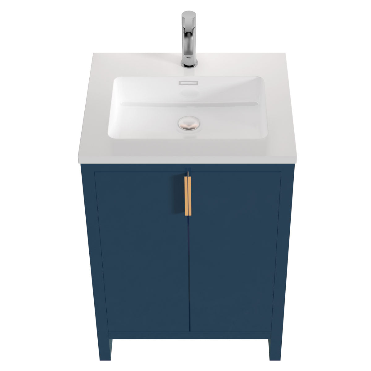 24’’ Freestanding Single Bathroom Vanity in Blue with White Quartz Integrated Sink LV14-24B - Bathroom Vanities