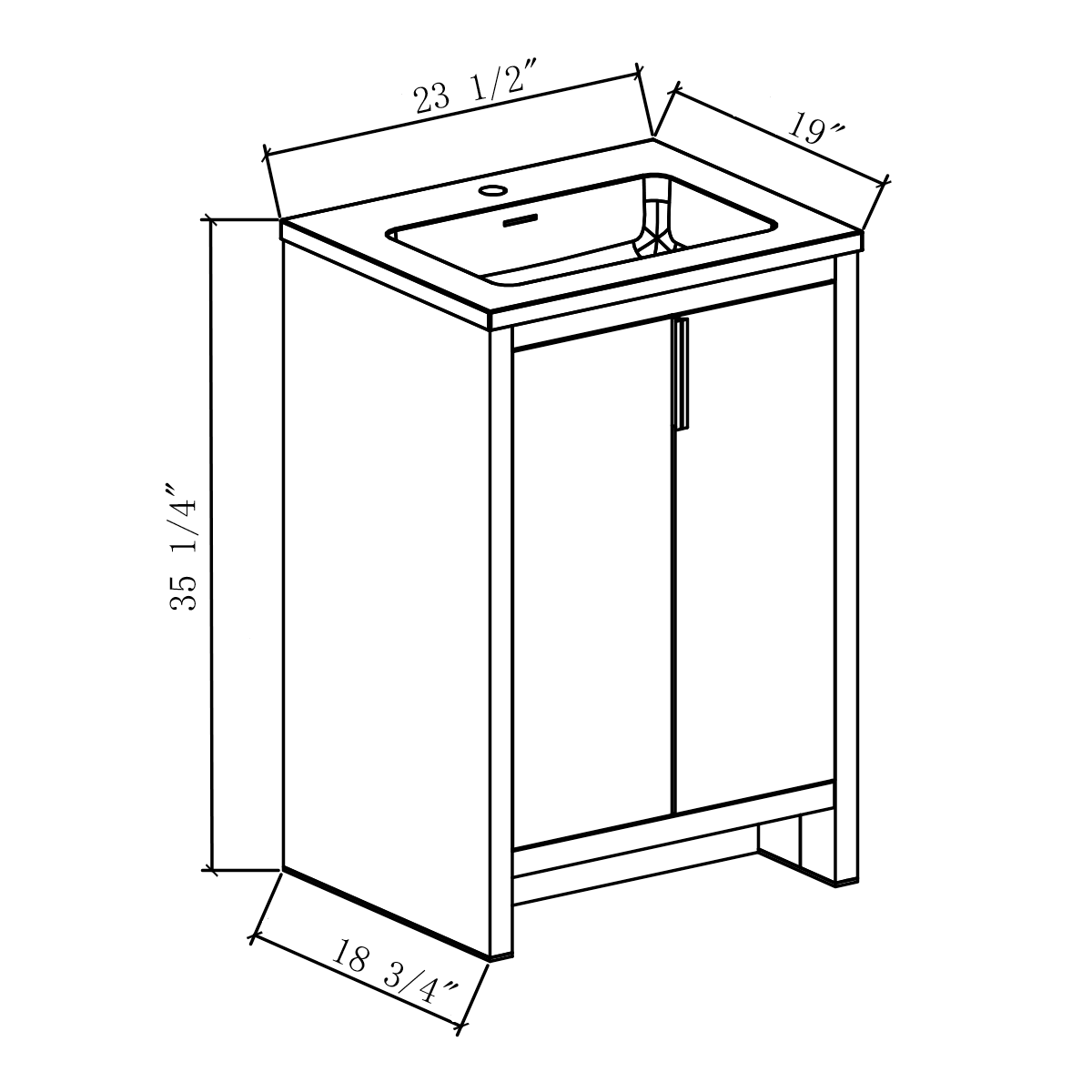 24’’ Freestanding Single Bathroom Vanity in Blue with White Quartz Integrated Sink LV14-24B - Bathroom Vanities