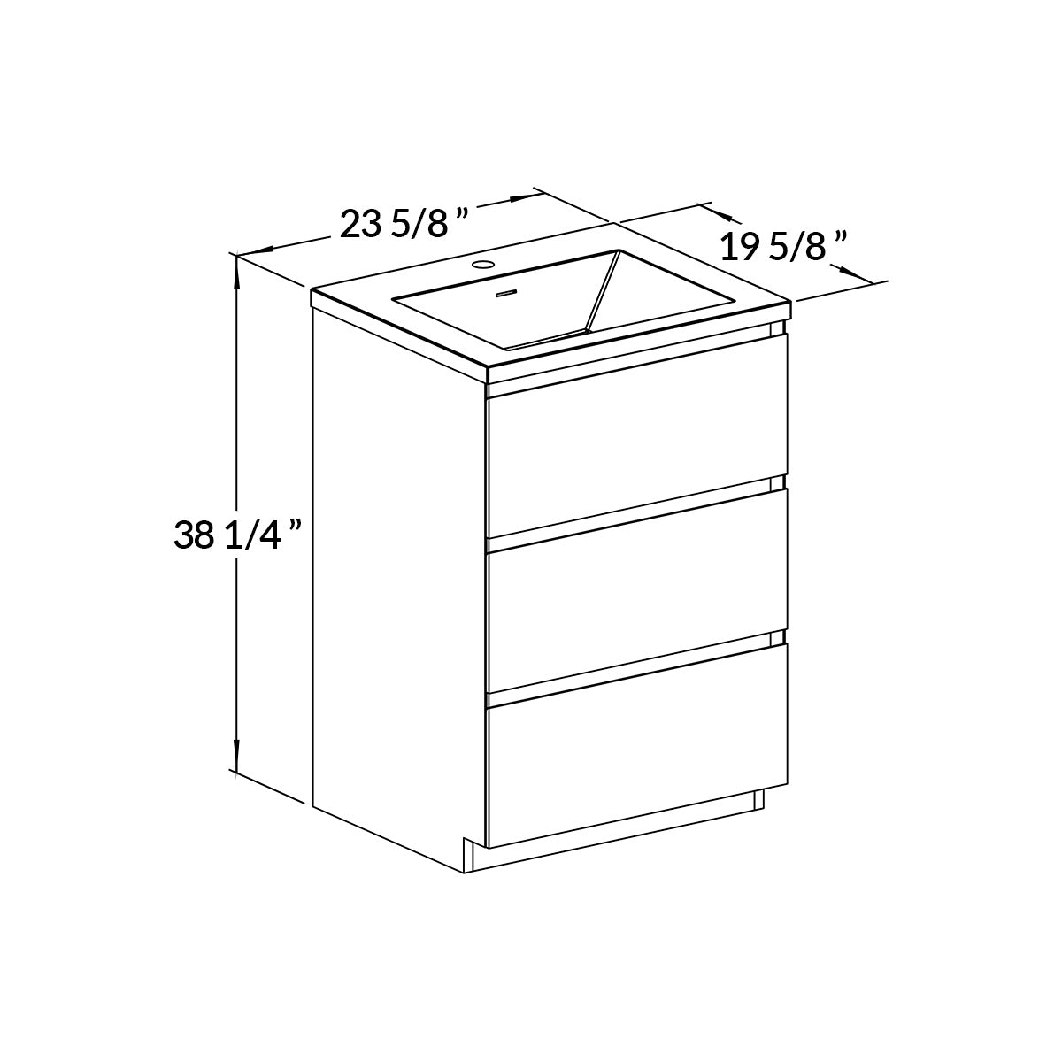 24’’ Freestanding Single Bathroom Vanity in Oak with Black Quartz Integrated Sink - Bathroom Vanities