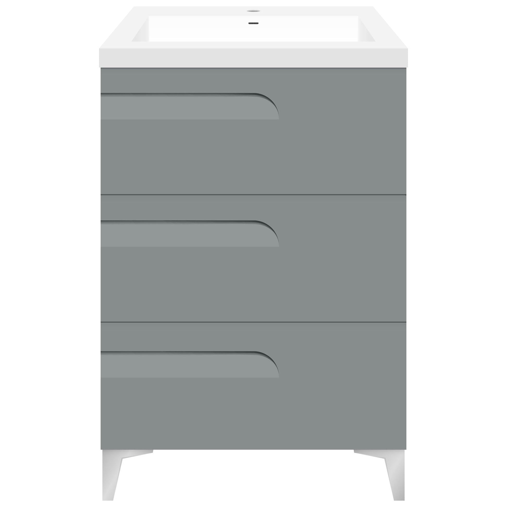 24’’ Freestanding Single Sink Bathroom Vanity in Gray Gloss with Square Counter Top LV7B-24G - Bathroom Vanities