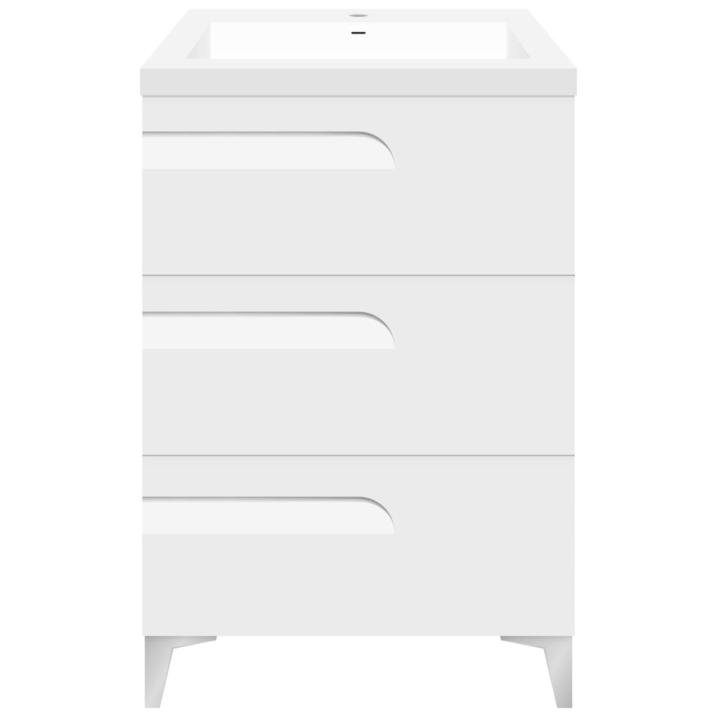 24’’ Freestanding Single Sink Bathroom Vanity in White Gloss with Square Counter Top LV7B-24W - Bathroom Vanities