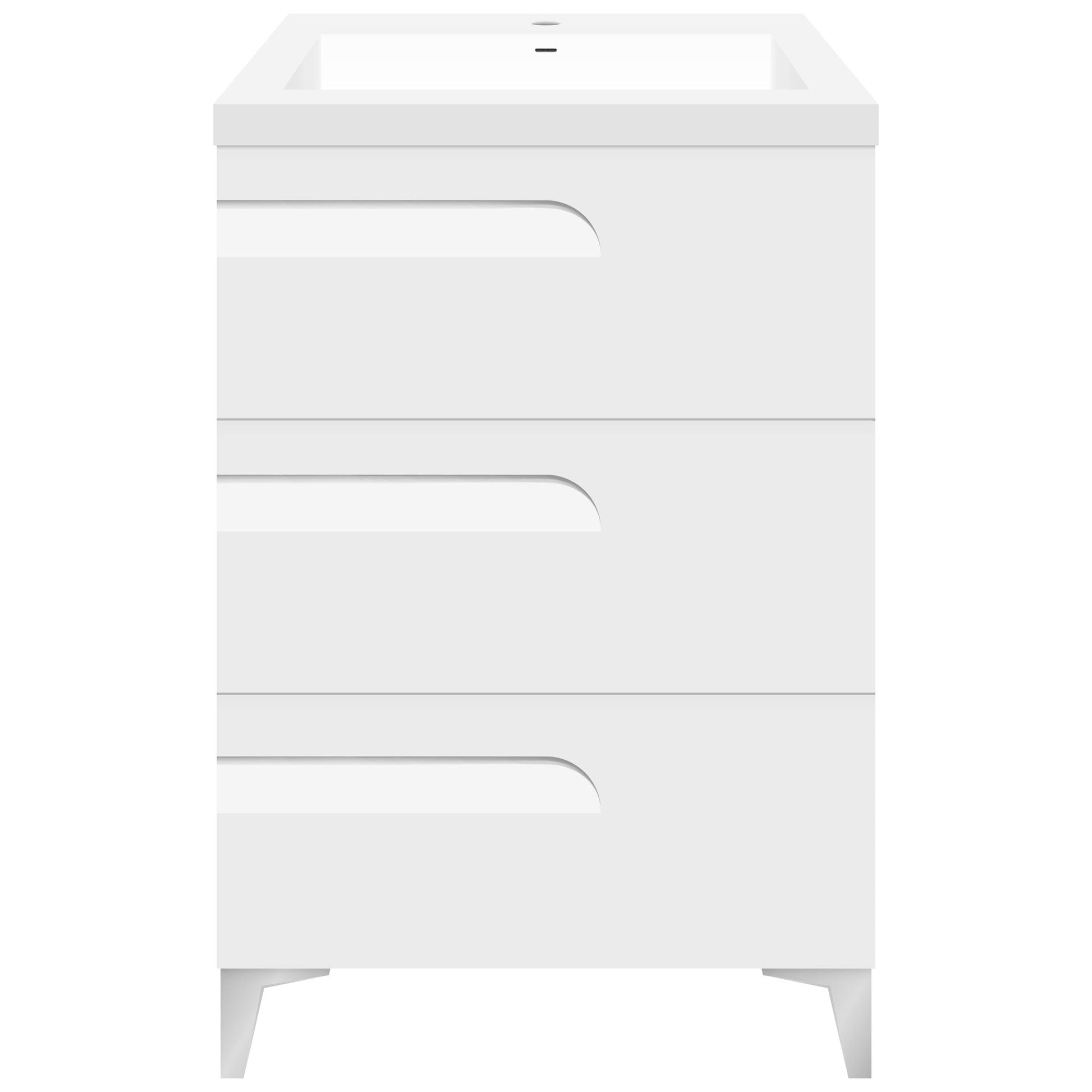 24’’ Freestanding Single Sink Bathroom Vanity in White Gloss with Square Counter Top LV7B-24W - Bathroom Vanities