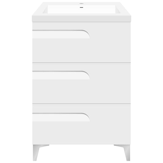 24’’ Freestanding Single Sink Bathroom Vanity in White Gloss with Square Counter Top LV7B-24W - Bathroom Vanities