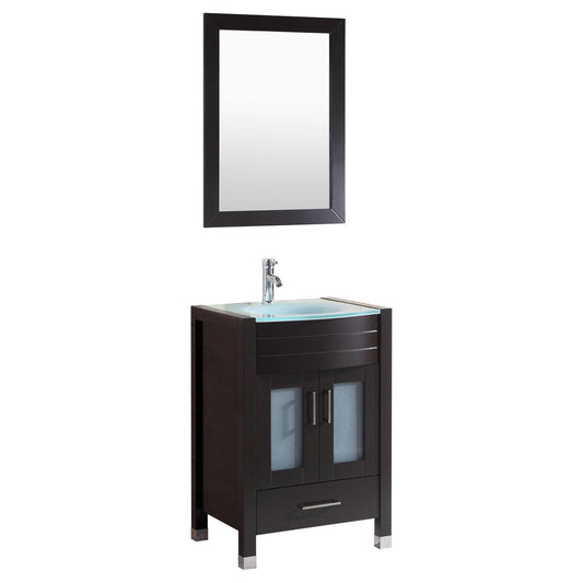Style 3 - 24"W Black Vanity Sink Base Cabinet with Mirror (LV3-24B)