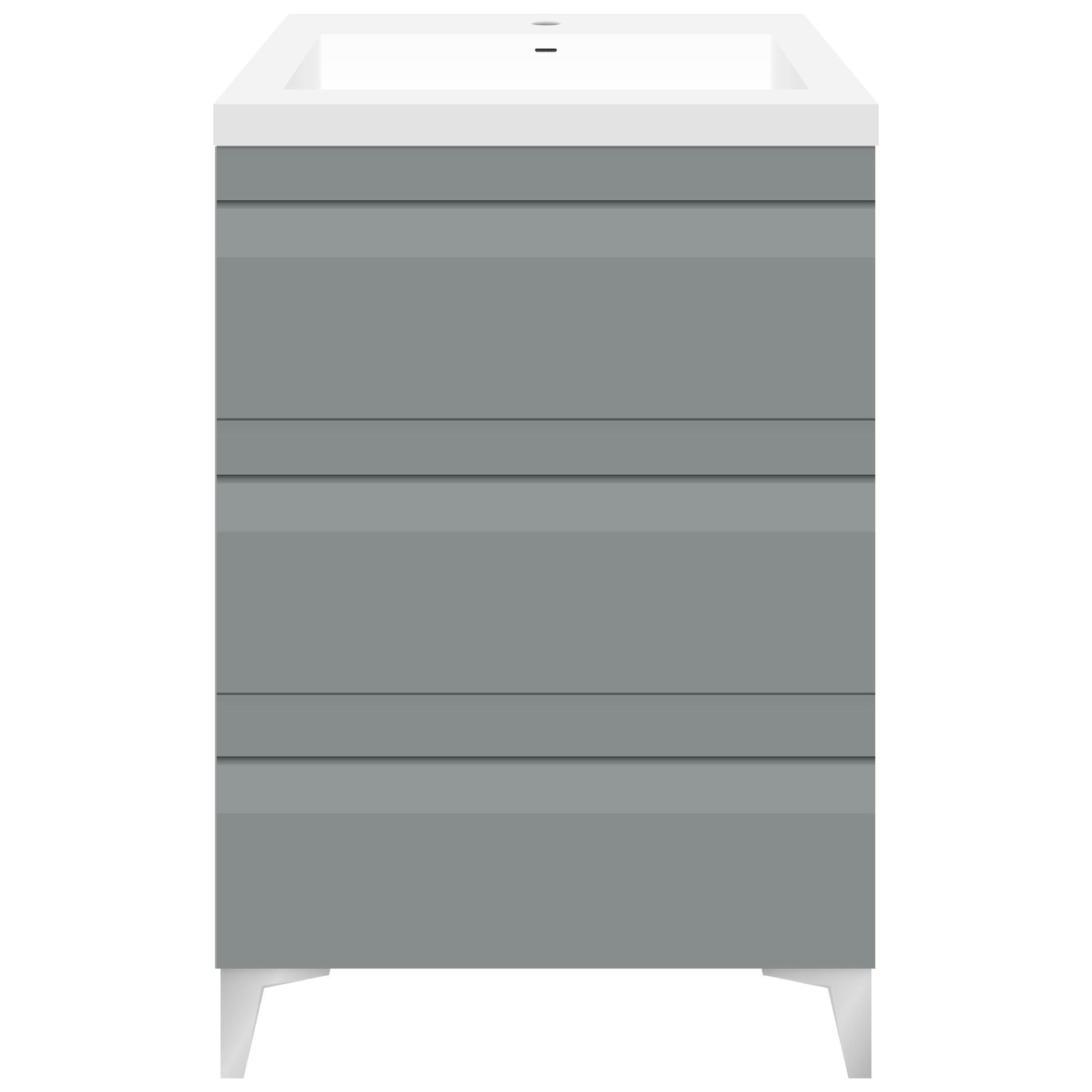 24’’ W Freestanding Modern Gray Vanity LV8B-24G with Square Sink Top - Bathroom Vanities