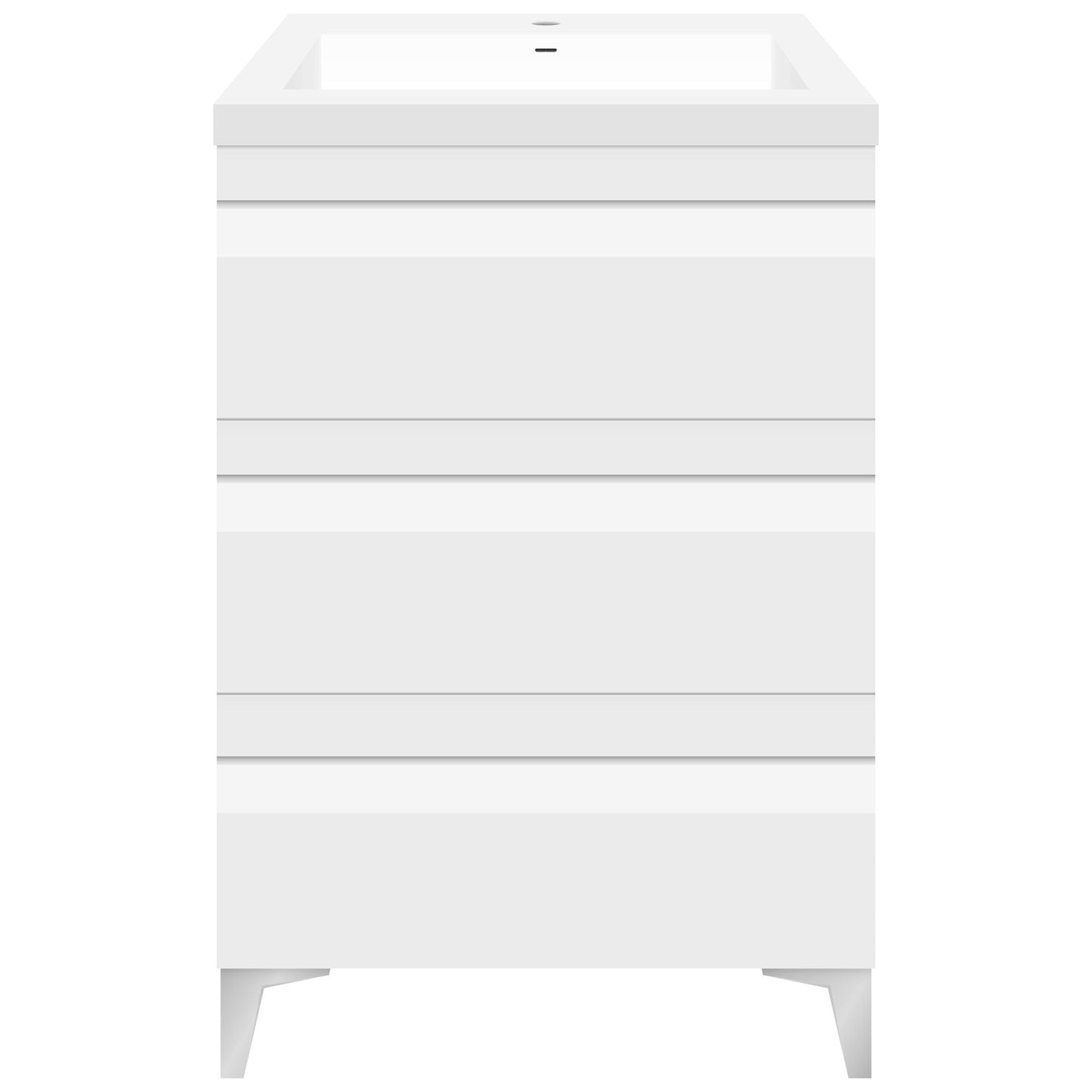 24’’ W Freestanding Modern White Vanity LV8B-24W with Square Sink Top - Bathroom Vanities