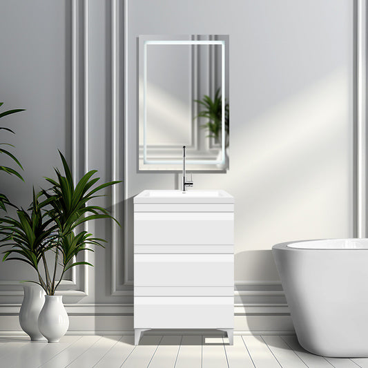 24’’ W Freestanding Modern White Vanity LV8B-24W with Square Sink Top - Bathroom Vanities