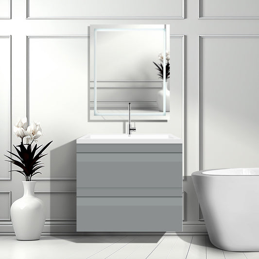 24’’ W Wall-Mount Modern Gray Vanity LV8W-24G with Square Sink Top - Bathroom Vanities