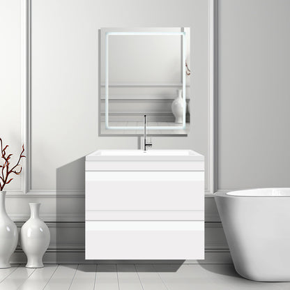 24’’ W Wall-Mount Modern White Vanity LV8W-24W with Square Sink Top - Bathroom Vanities