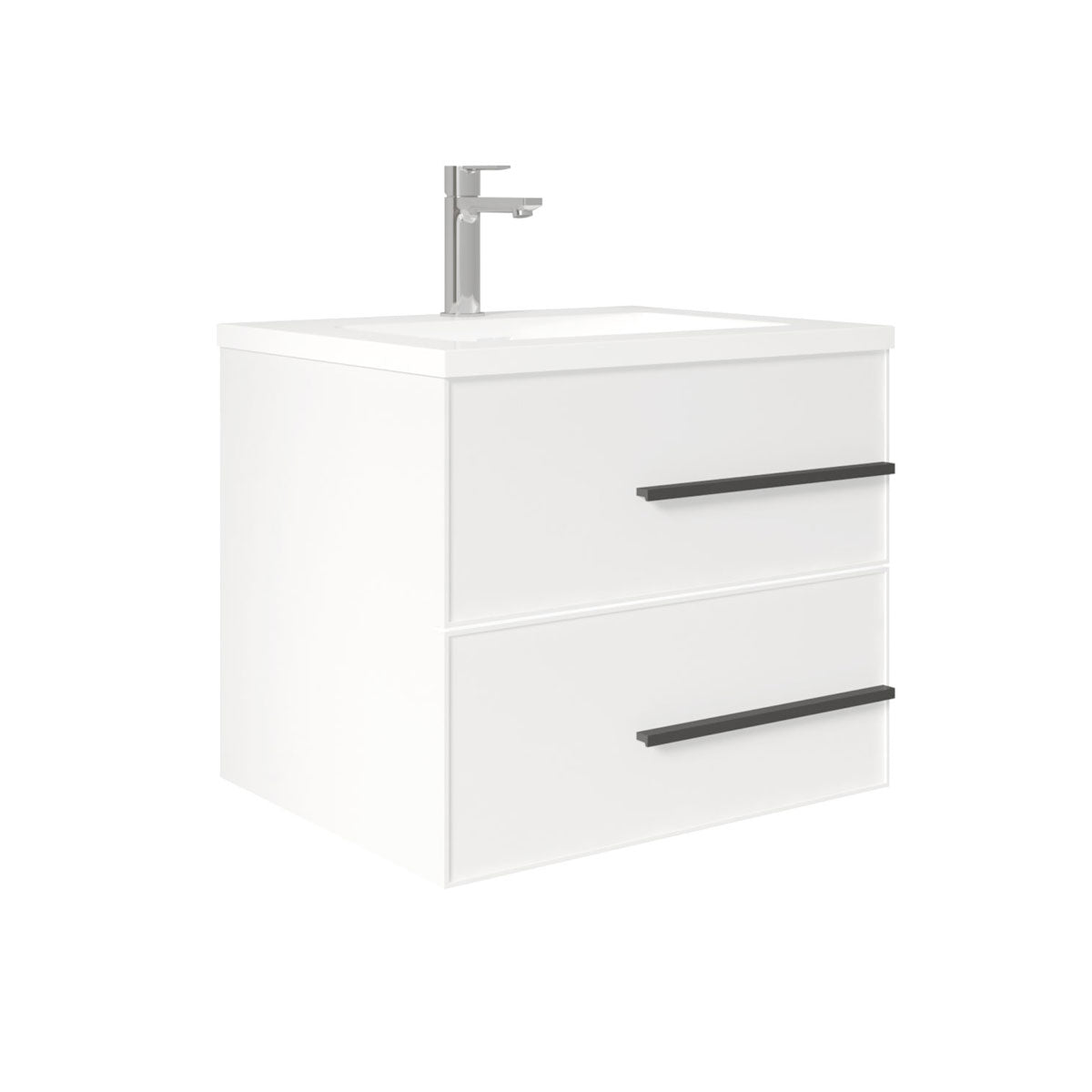 24’’ W Wall Mount Single Bathroom Vanity in White Gloss with White Integrated Sink LV15W-24W - Bathroom Vanities