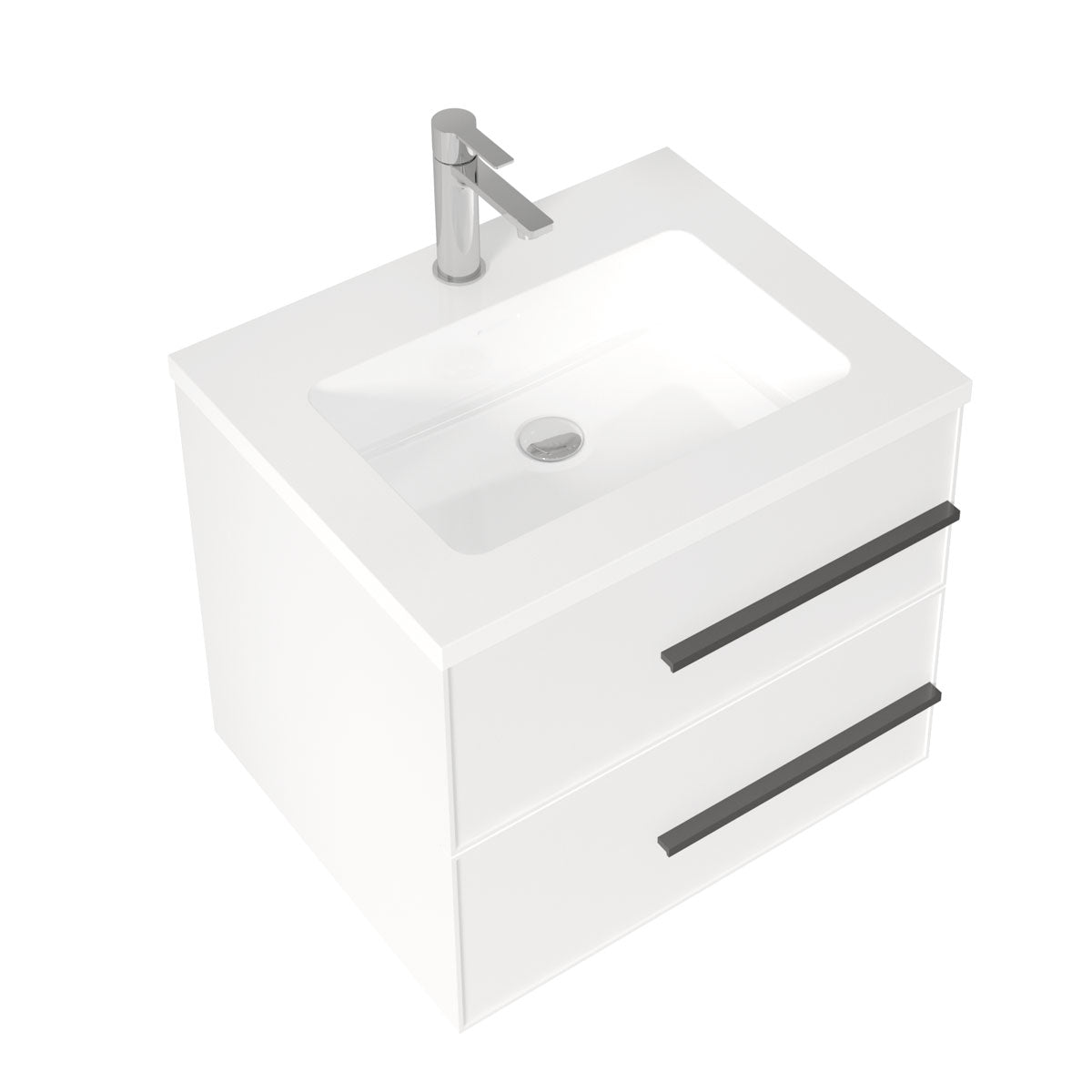 24’’ W Wall Mount Single Bathroom Vanity in White Gloss with White Integrated Sink LV15W-24W - Bathroom Vanities