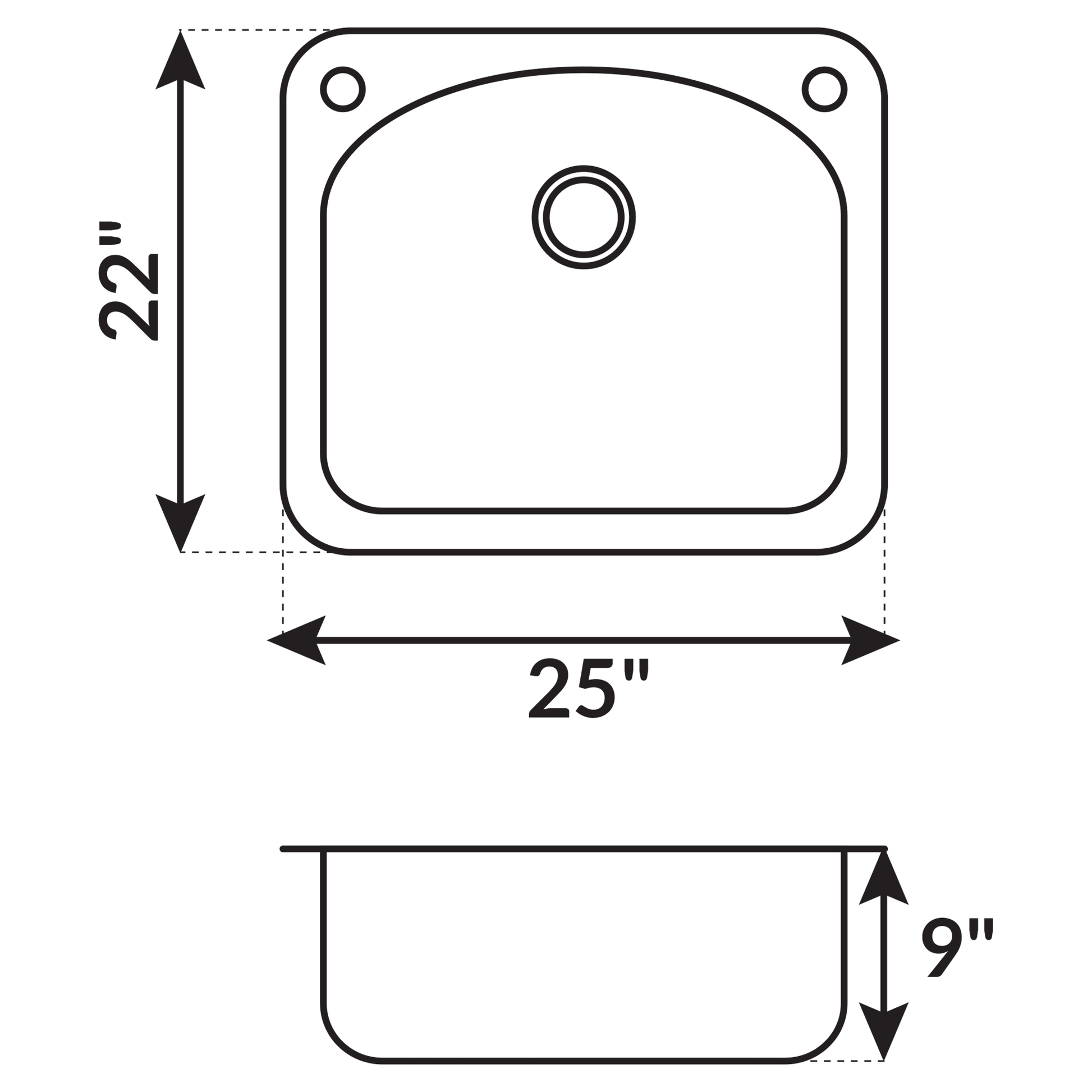 25 in. Drop-in Single Bowl 20-Gauge Durable Satin Stainless Steel Kitchen Sink LT91 - Sinks