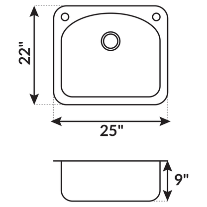25 in. Drop-in Single Bowl 20-Gauge Durable Satin Stainless Steel Kitchen Sink LT91 - Sinks