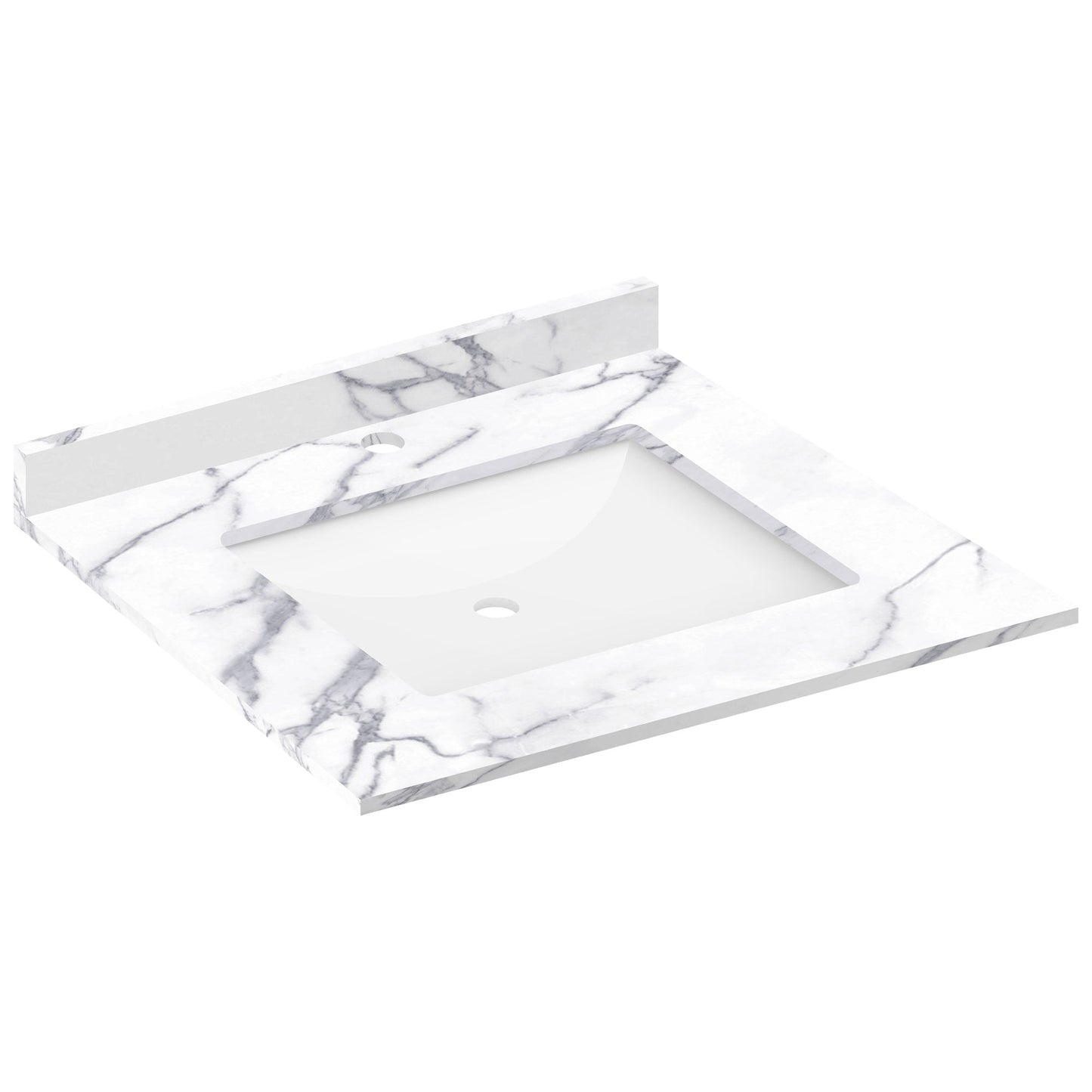 25 W x 22 L Calacatta White Vanity Top with Square Sink - Single Faucet - Vanity Tops