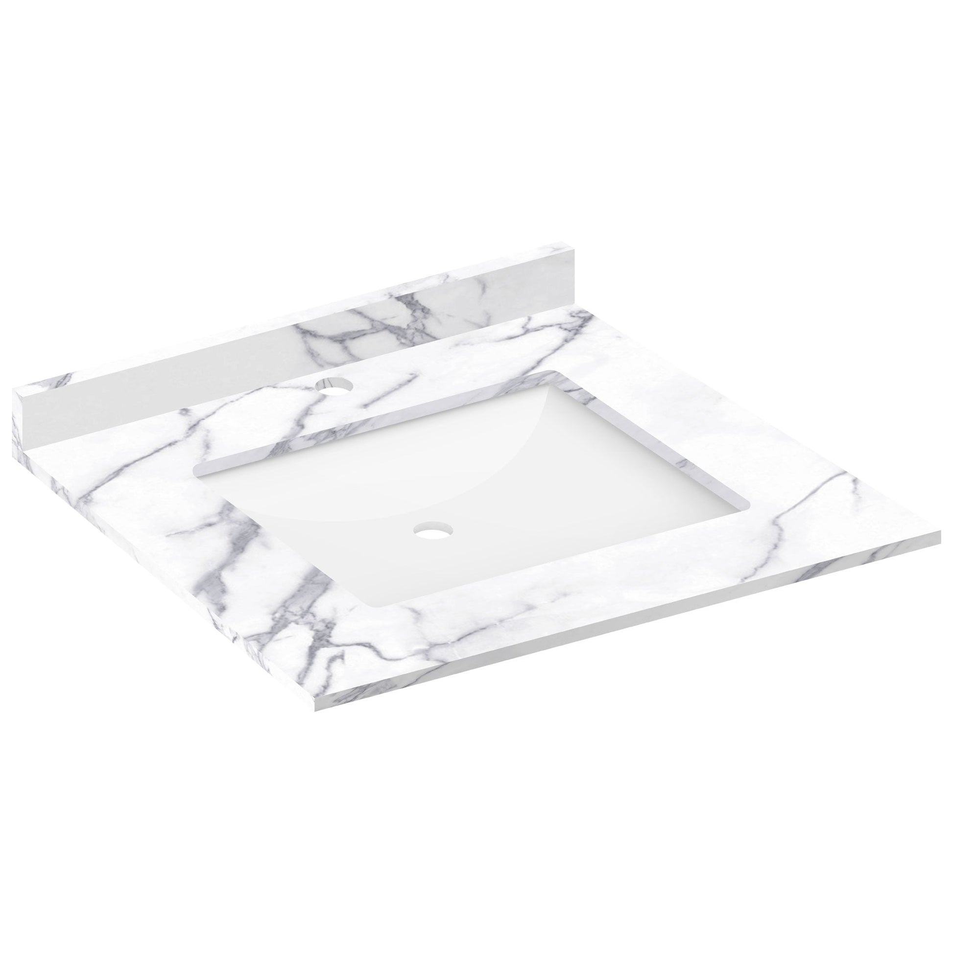 25 W x 22 L Calacatta White Vanity Top with Square Sink - Single Faucet - Vanity Tops
