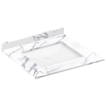 25 W x 22 L Calacatta White Vanity Top with Square Sink - Single Faucet - Vanity Tops