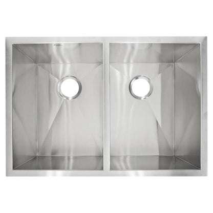 29 in Zero-Radius Undermount Stainless Steel 50/50 Double Bowl Kitchen Sink LP5 - Sinks