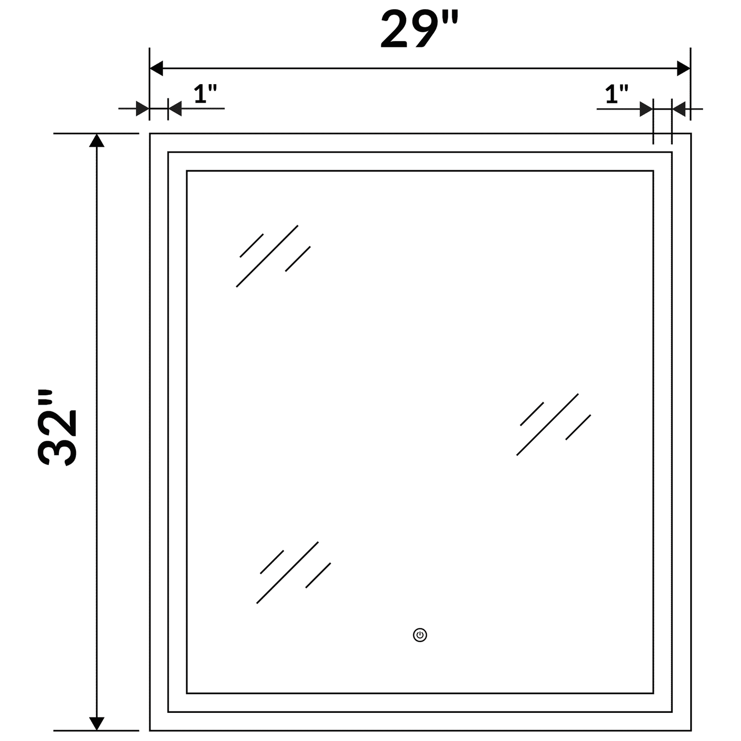 29 W x 32 H Modern Super White Front LED Frameless Mirror with Defogger - Mirrors