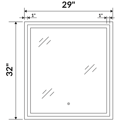 29 W x 32 H Modern Super White Front LED Frameless Mirror with Defogger - Mirrors