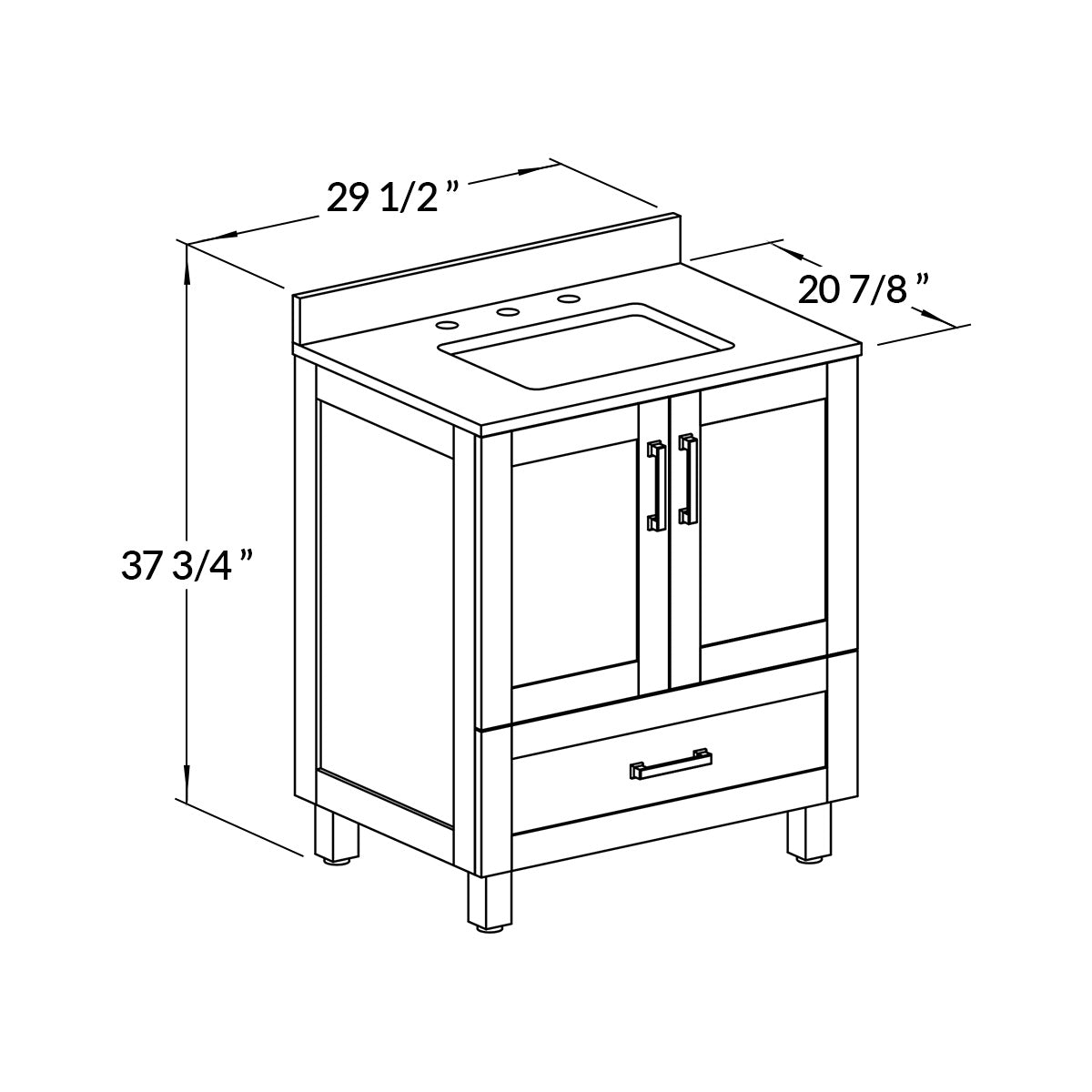30’’ Freestanding Bathroom Black Vanity with Quartz Countertop - Bathroom Vanities