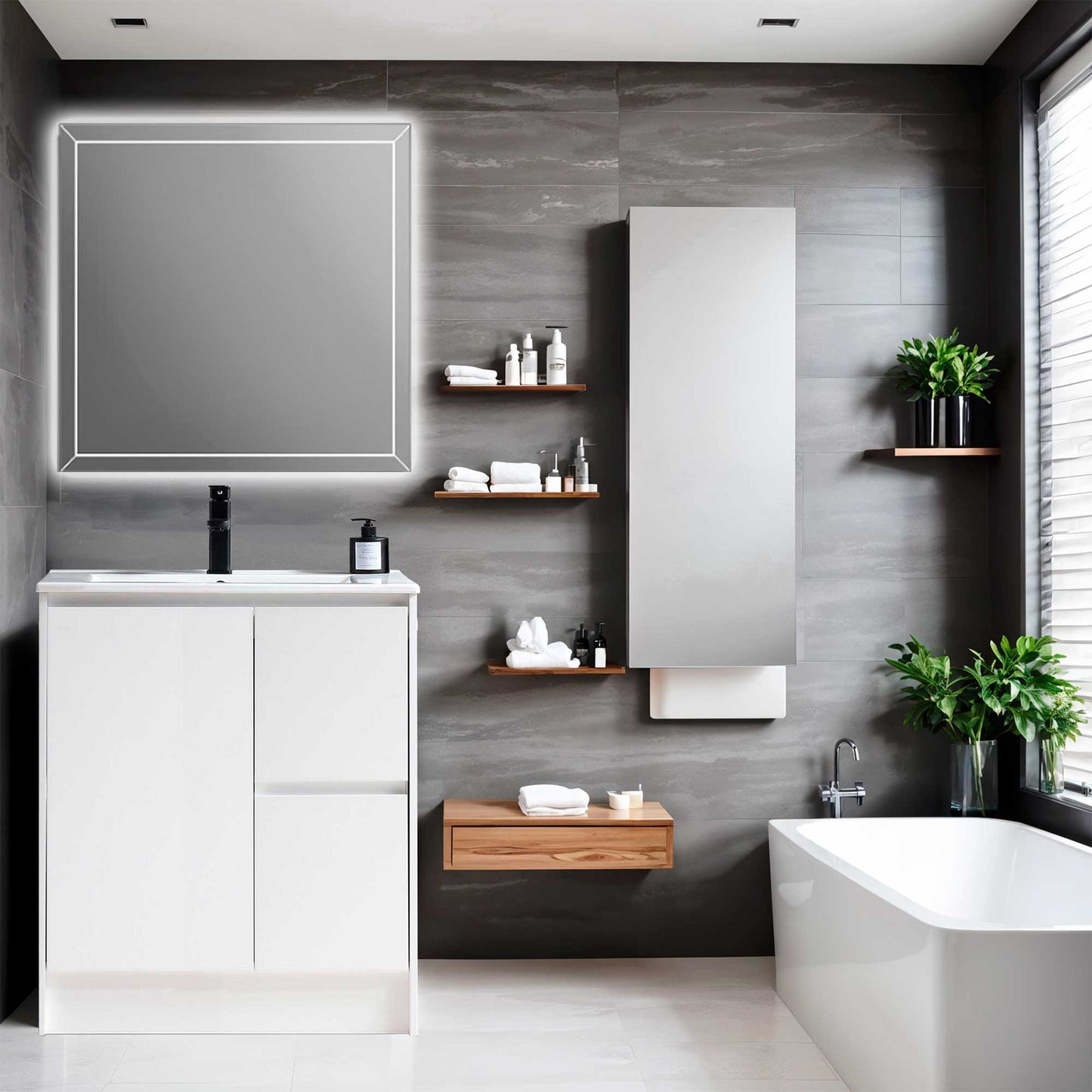 30’’ Freestanding Bathroom Vanity in White Gloss with White Single Sink Top LV19 30W Bathroom Vanities