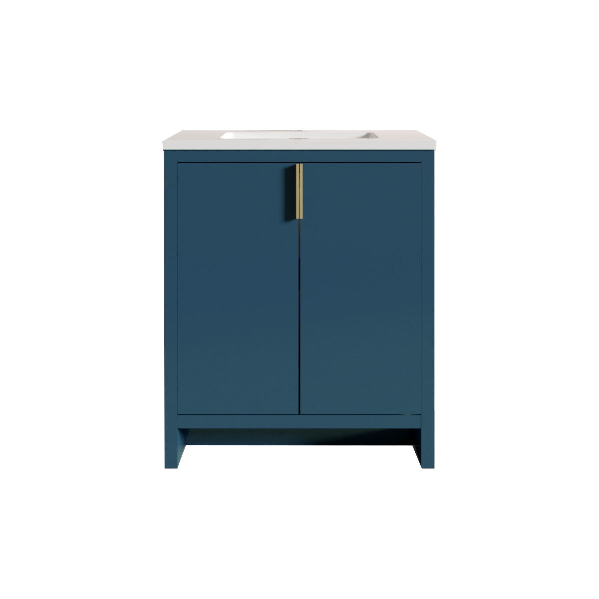 30’’ Freestanding Single Bathroom Vanity in Blue with White Quartz Integrated Sink LV14-30B - Bathroom Vanities