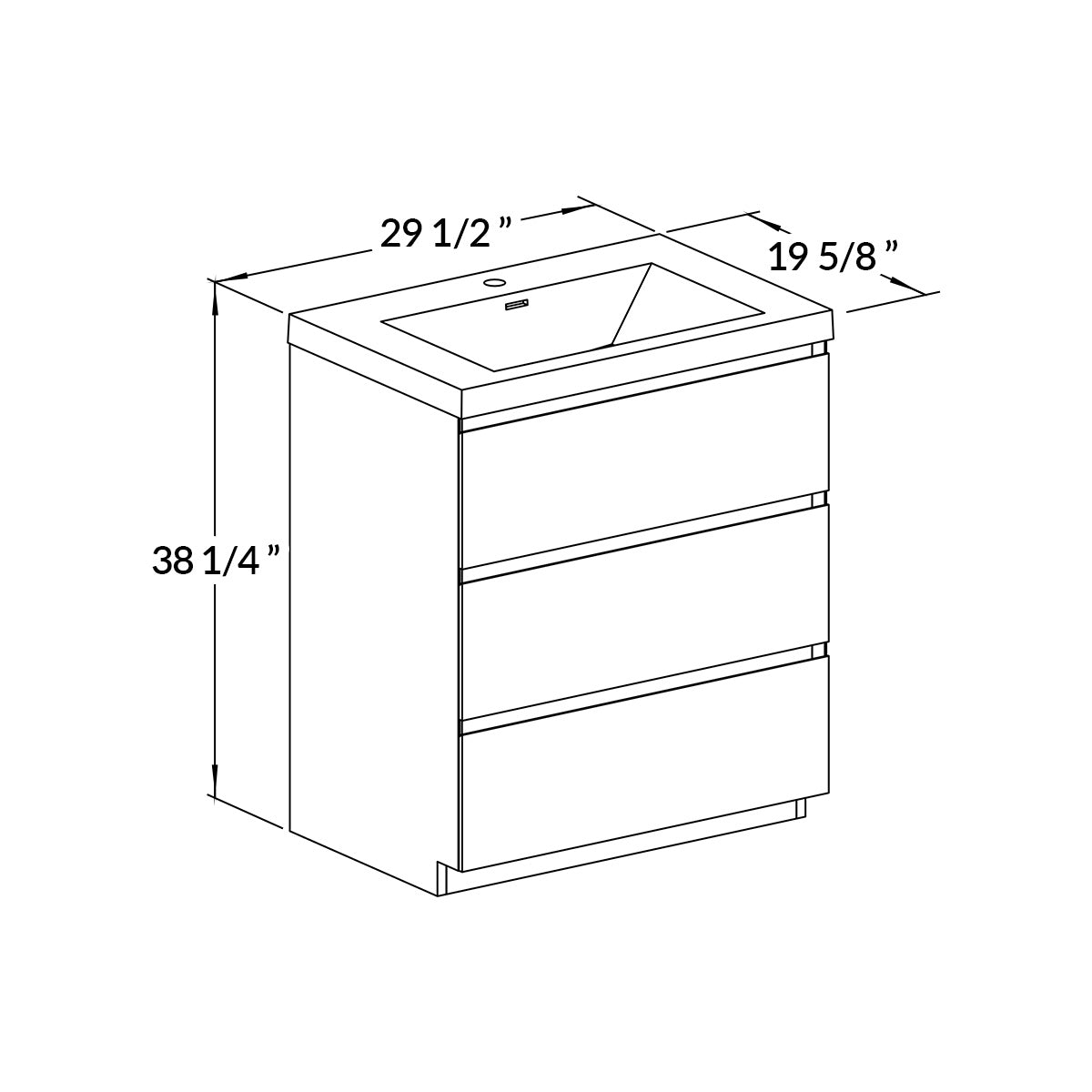 30’’ Freestanding Single Bathroom Vanity in Oak with Black Quartz Integrated Sink - Bathroom Vanities