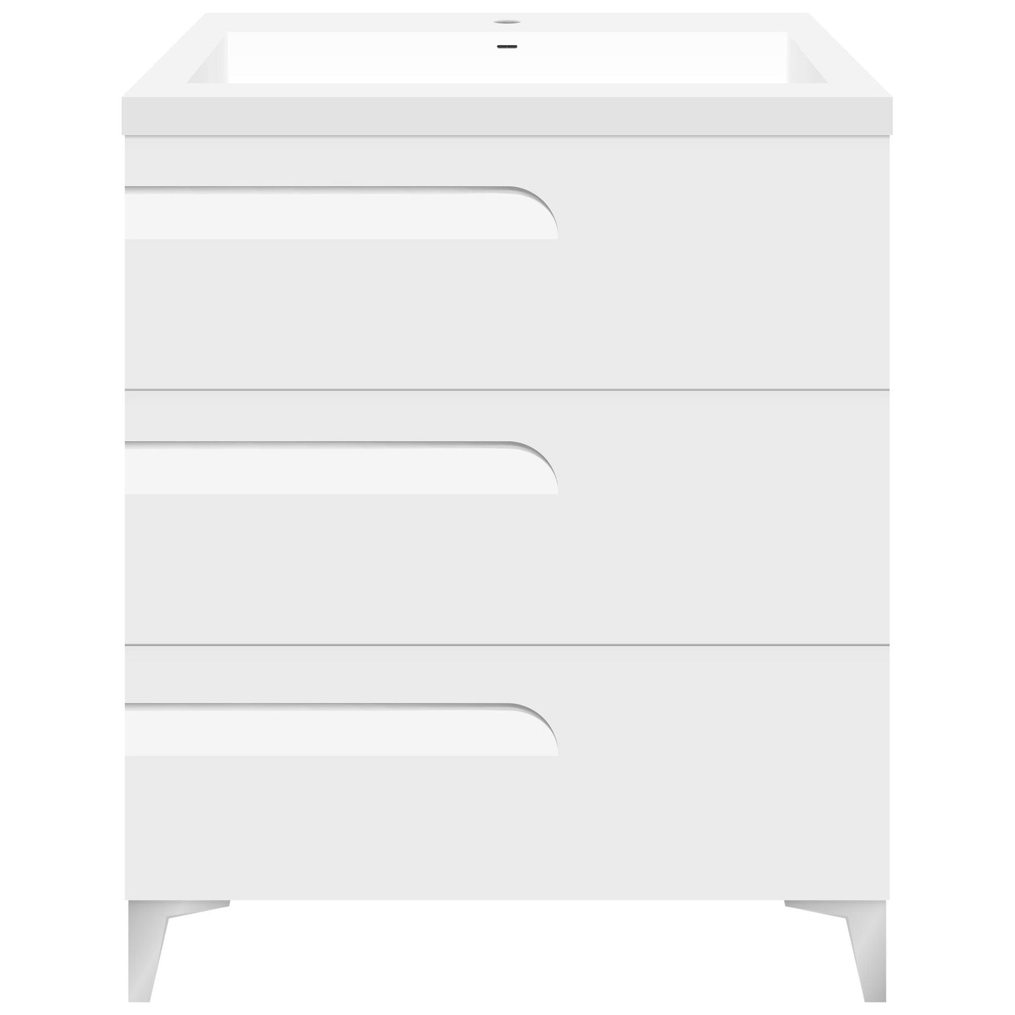 30’’ Freestanding Single Sink Bathroom Vanity in White Gloss with Square Counter Top LV7B-30W - Bathroom Vanities